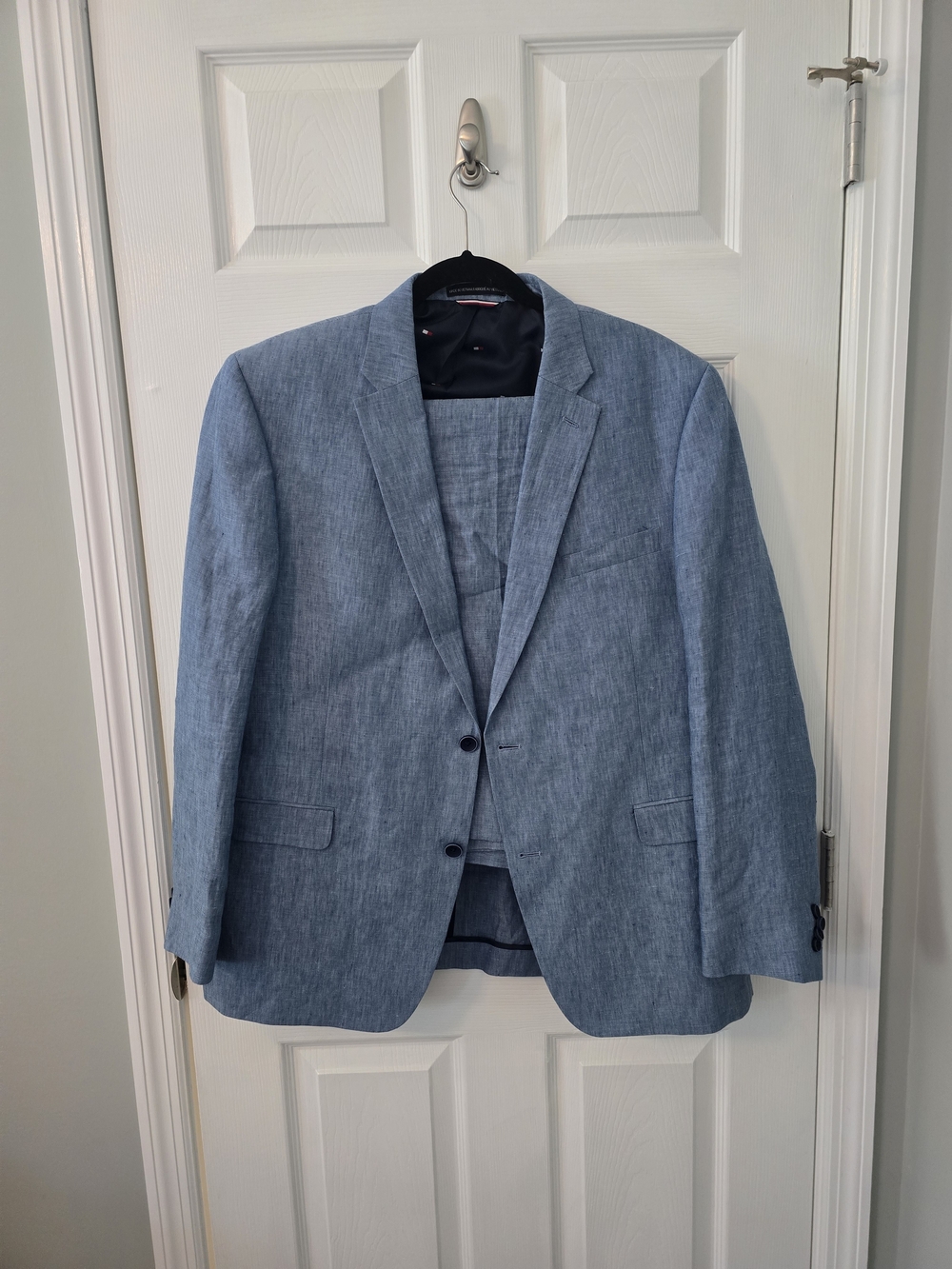 Tommy Hilfiger Light Blue Linen-Blend Two-Button Blazer With Suit Pants
